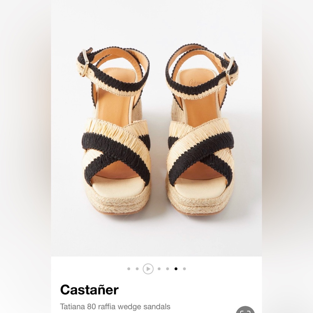 Castaner Black and Tan Espadrille Wedges with Criss-Cross Straps